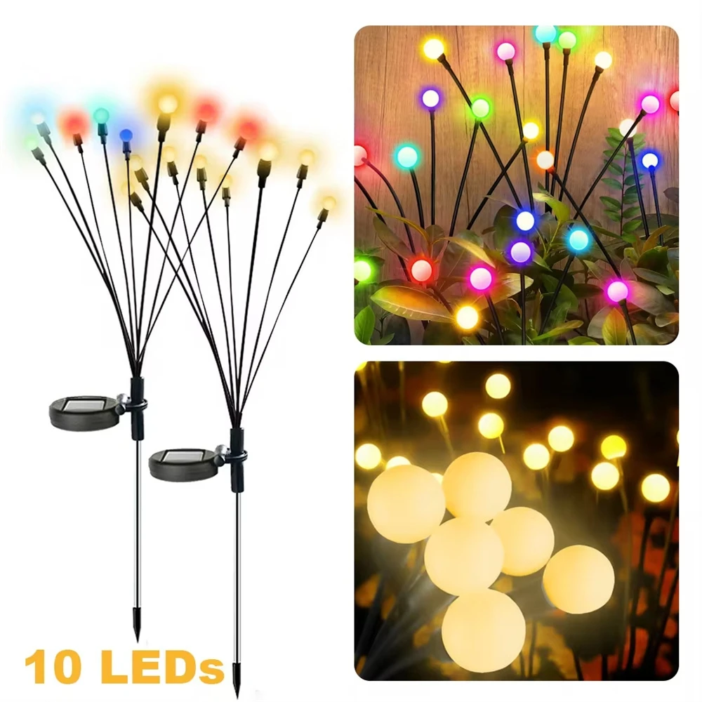 

6/8/10 Led Solar Firefly Lights Garden Lawn Outdoor Waterproof Starburst Swaying Lamp for Courtyard Patio Decoration