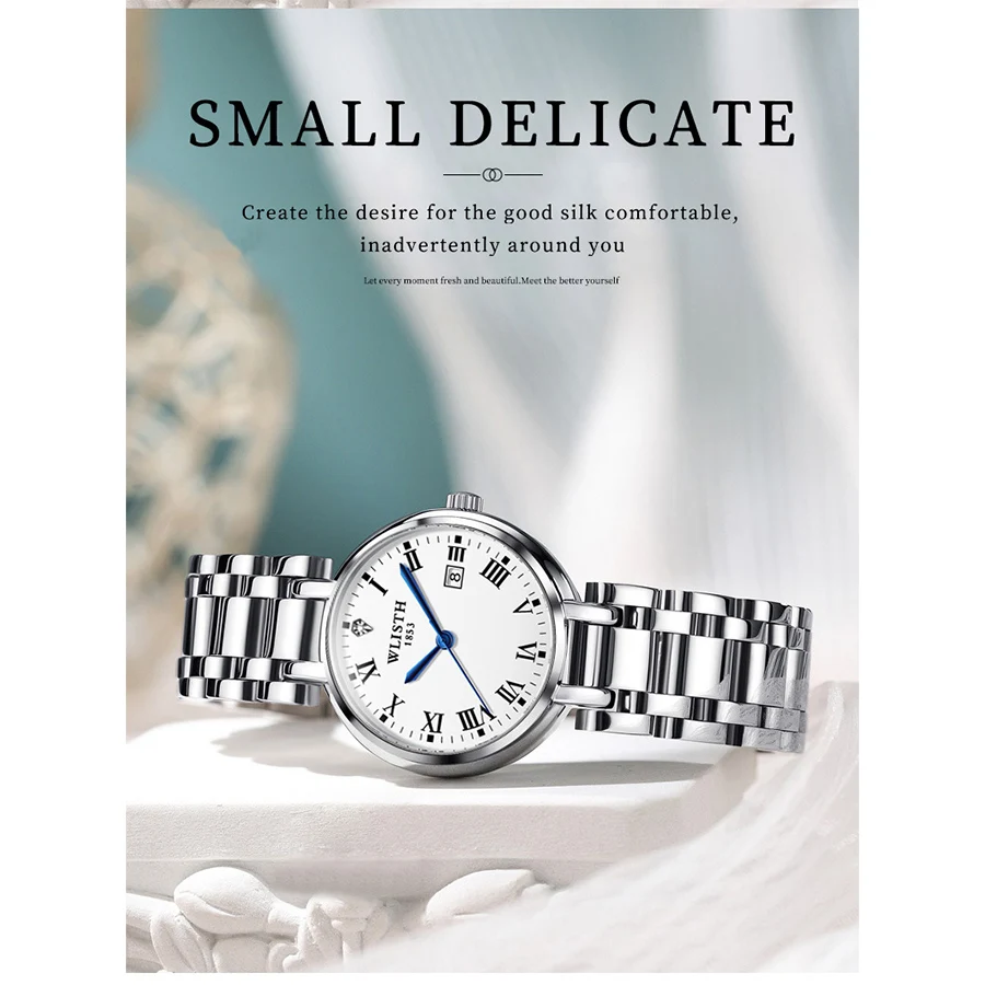 WLISTH Brand Women Watches Stainless Steel Modern Hand Clock Female Gifts Luminous Waterproof Ladies Wristwatches for Women view 3