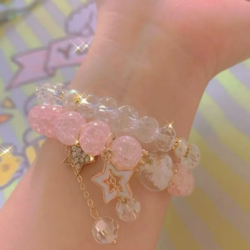 การ์ตูน Disney LinaBelle สาวใหม่น่ารักหวานและแฟชั่นแฟนนักเรียน Multi-Layered ประณีตสร้อยข้อมือคริสตัลของขวัญ