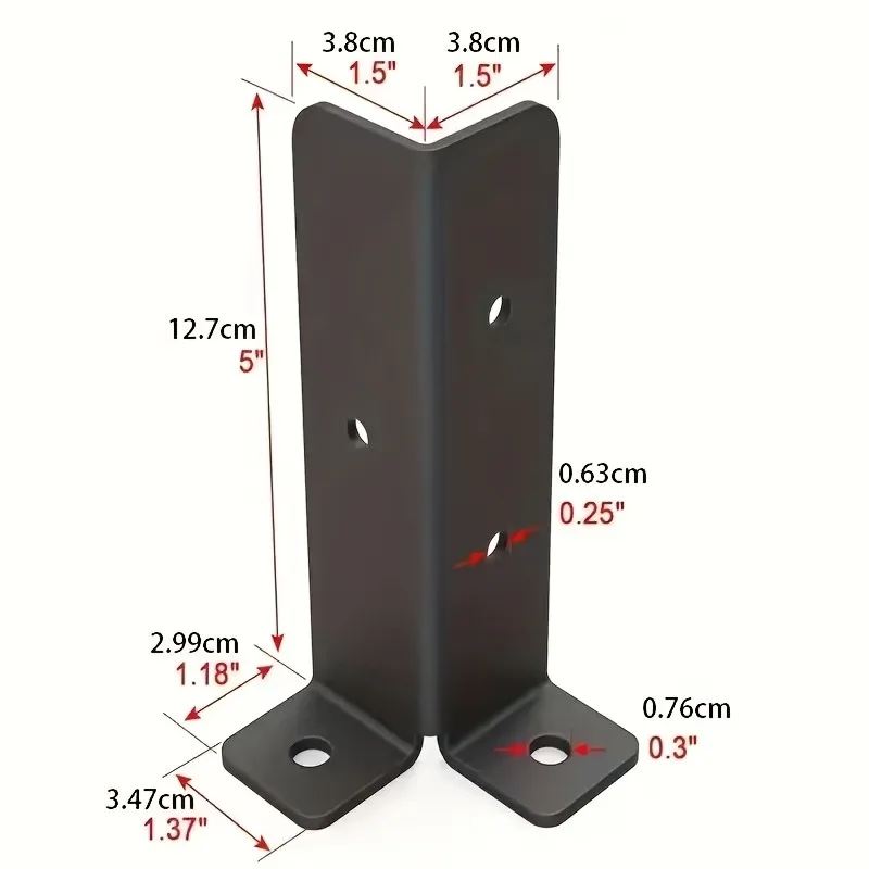Heavy-Duty Metal Post Support Brackets 2Pcs, Adjustable Design for Wood Fence & Deck Installation
