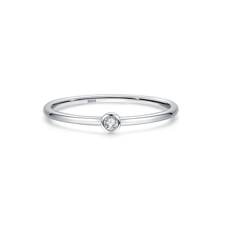 

Japanese Korean Style Elegant Simple S925 Sterling Silver Female Single Diamond Ring