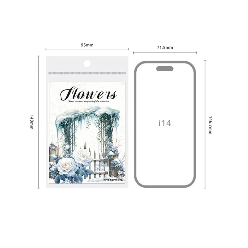 30Pcs Plant Landscaping Delicate Rose Garden PET Sticker Pack Window Seasons Handbook Material Scrapbooking 95*140MM