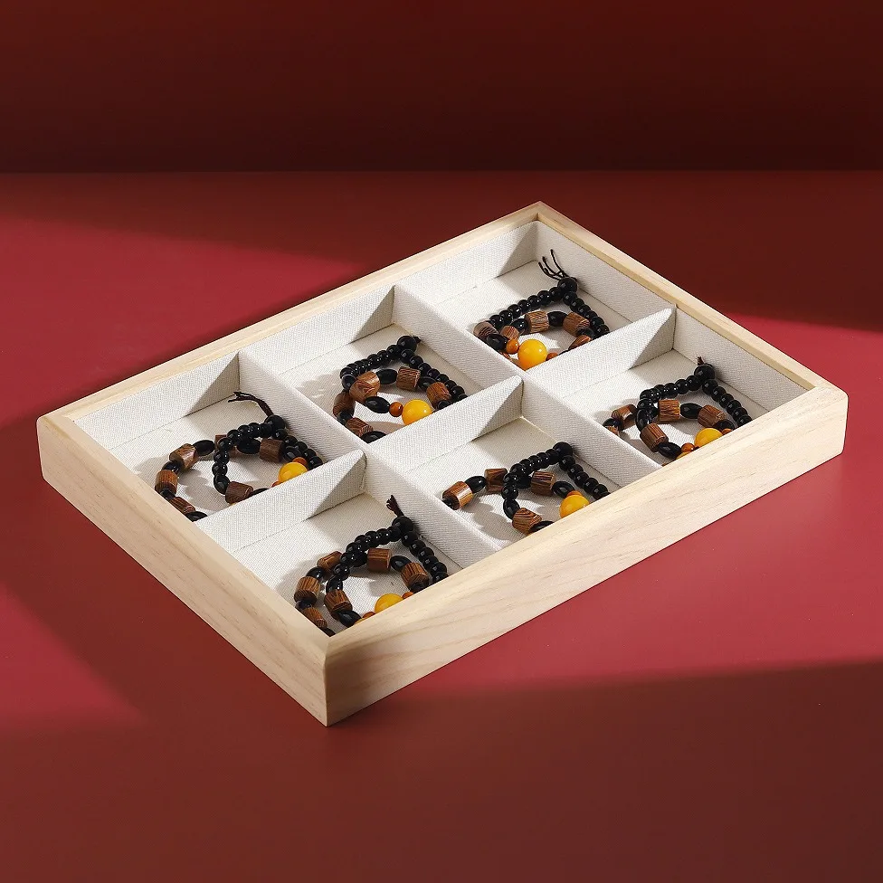 1pc Multifunction Wood Jewelry Tray Earrings Rings Necklace Bracelet Watch Display Box Jewellery Storage Holder Showcase Drops 