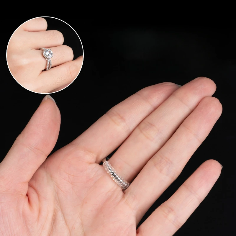 Invisible Clear Spiral Ring Adjuster Silicone Ring Size Reducer Anti Slip Ring Guard Resizer for Wedding Diamond Rings