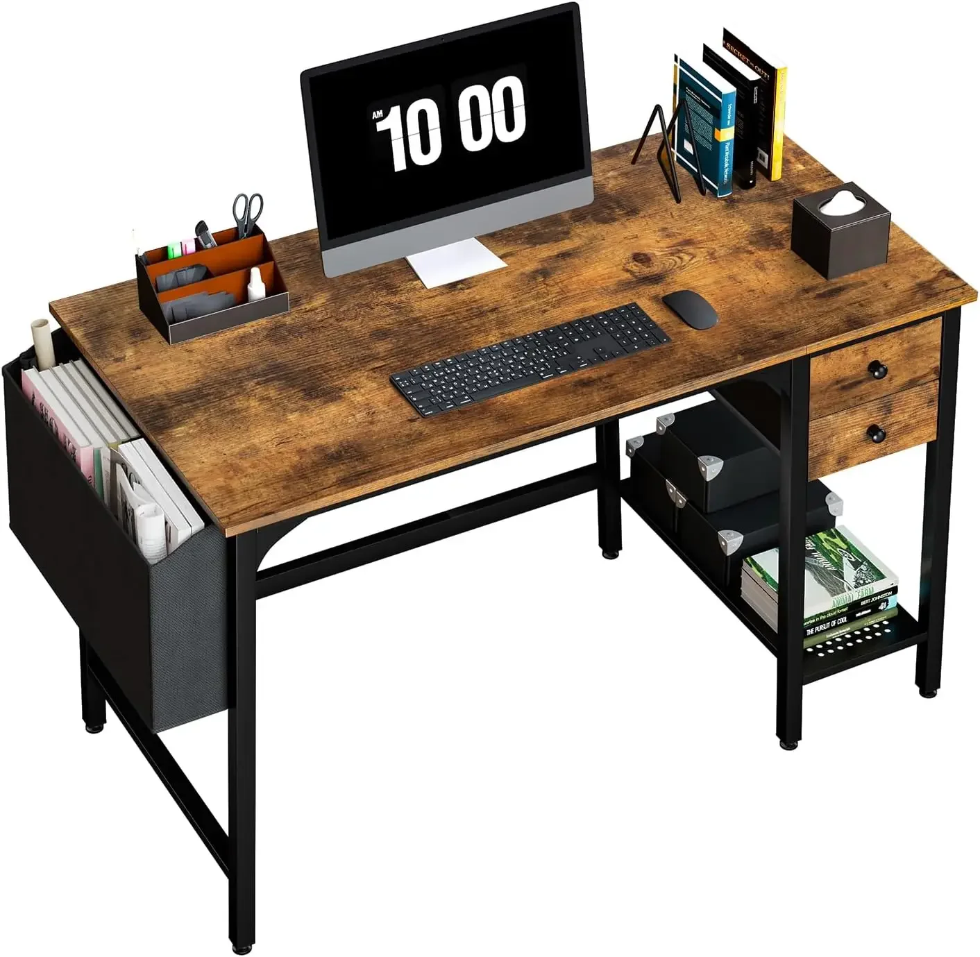 

omputer Desk with Drawers - 40 Inch Work Reversible Small Desk for Bedroom Home Office, Simple Study Writing Table PC Desks
