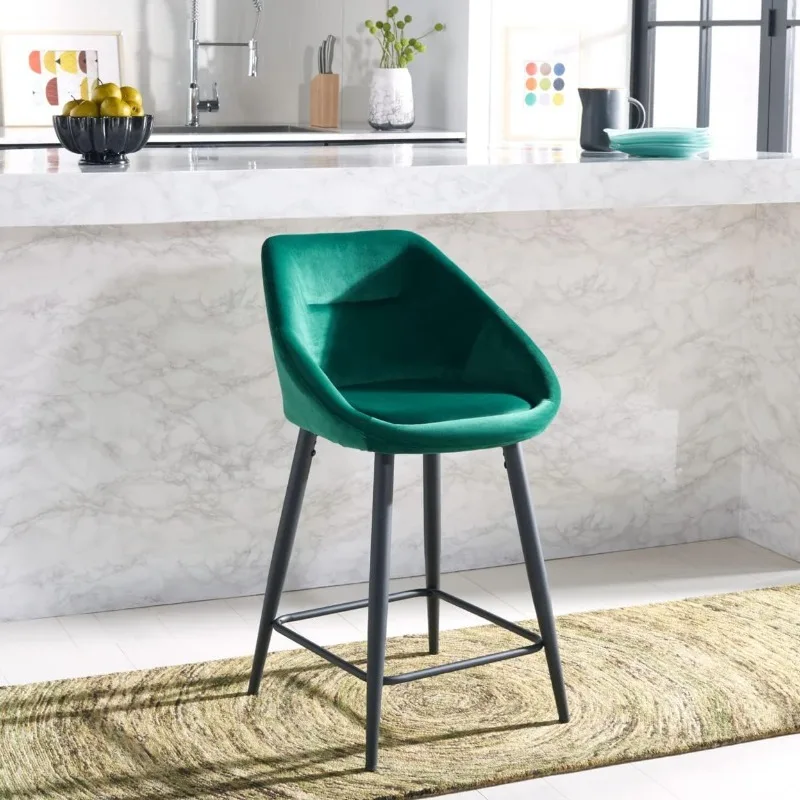 Home Collection Zorica Emerald Green Velvet/Black 25-inch Kitchen Breakfast Nook Island Dining Pub Counter Stool