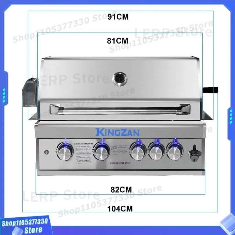 SS 304 Outdoor Cooker Built-in BBQ Grill with Oven and Portable 4-Burner Grill Machine Move Barbecue Bbq Grills