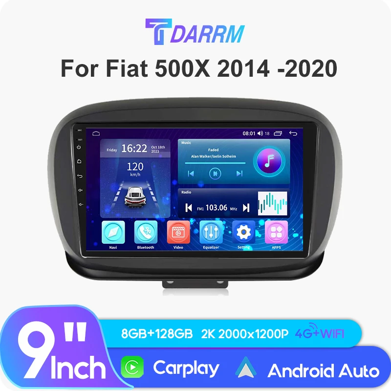 

Android 13 Car Radio Multimedia for Fiat 500X 2014 -2019 2020 Video Player 2K QLED GPS AI Voice CarPlay Navigation 4G Head Unit