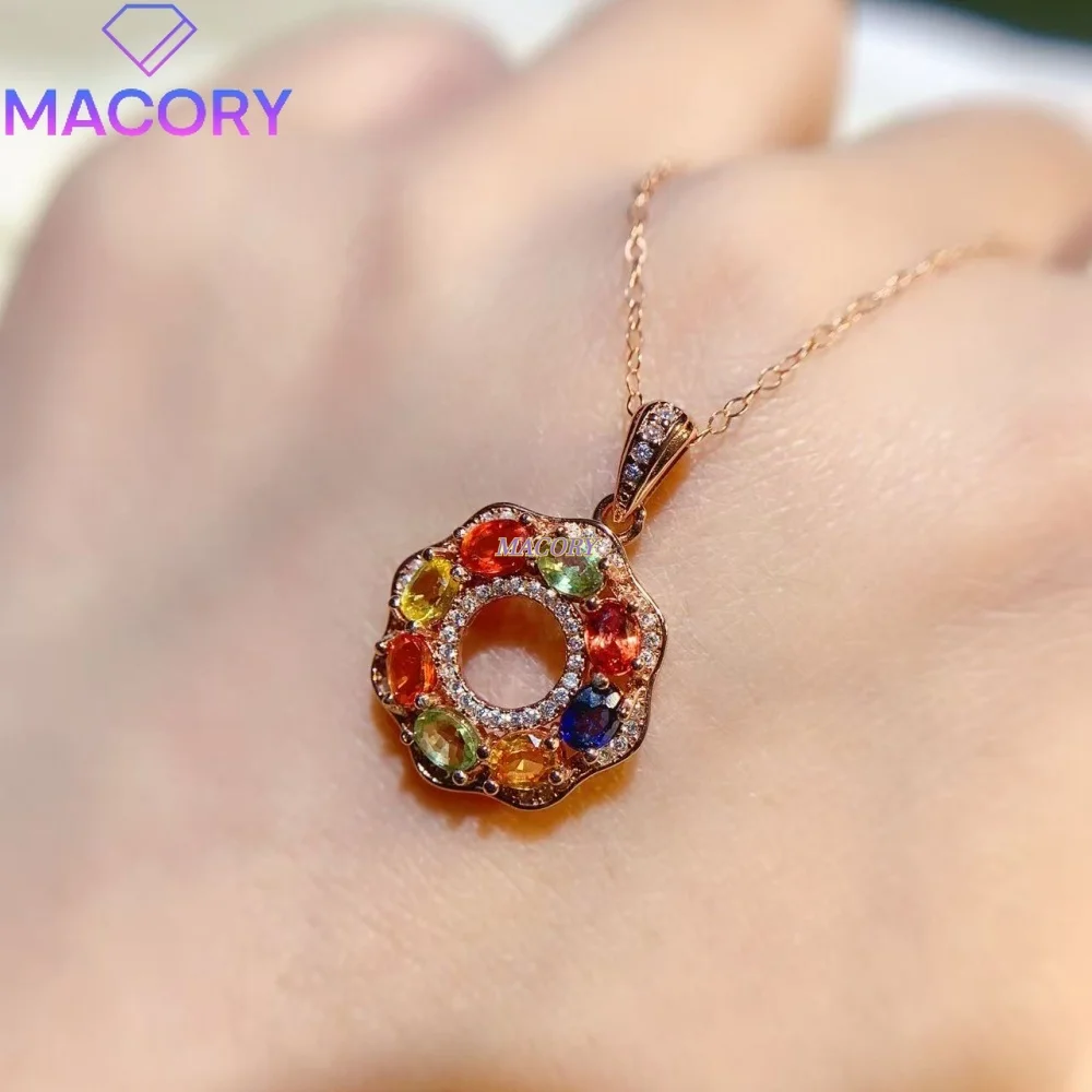 Sapphire Pendant Necklace S925 Silver Round Ring Design Understated and minimalist Exquisite Craftsmanship Multiple Options