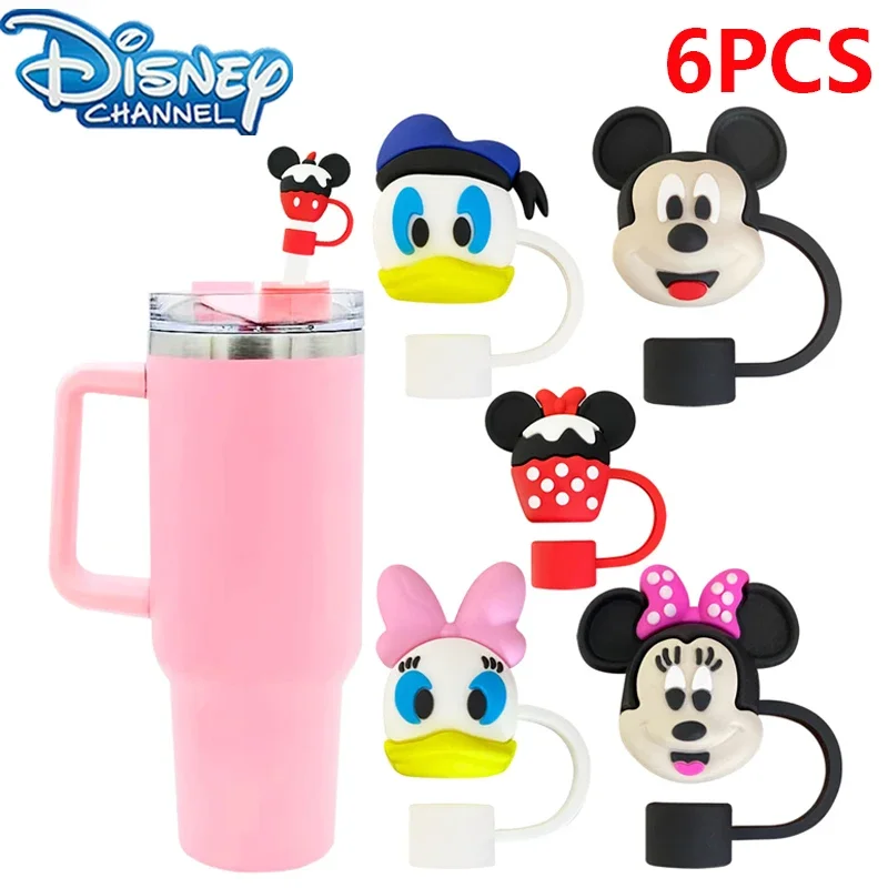 

Disney Anime 3D Mickey Mouse Dustproof Straw Cap Cartoon Eco friendly Recycling Silicone Straw Cover Cute Decorative Accessories