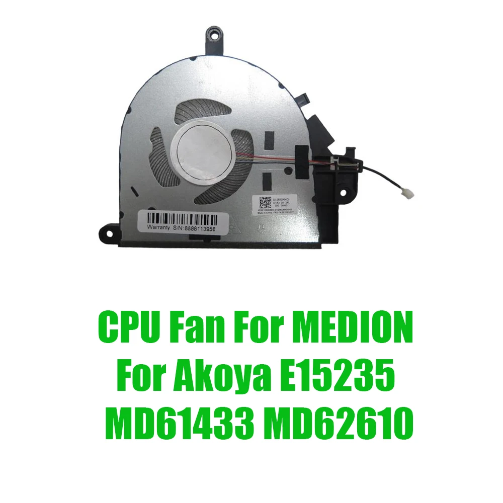 For MEDION For Akoya E15235 MD61433 MD62610 Replacement Laptop CPU Cooling Fan
