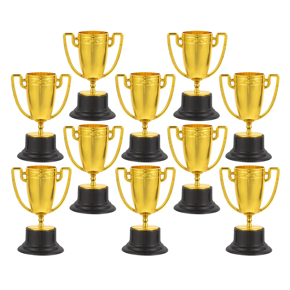 10Pcs Mini Trophy Set for Kids Lightweight Award Cups with Bright Colors Realistic Carving Perfect for School Competitions Party