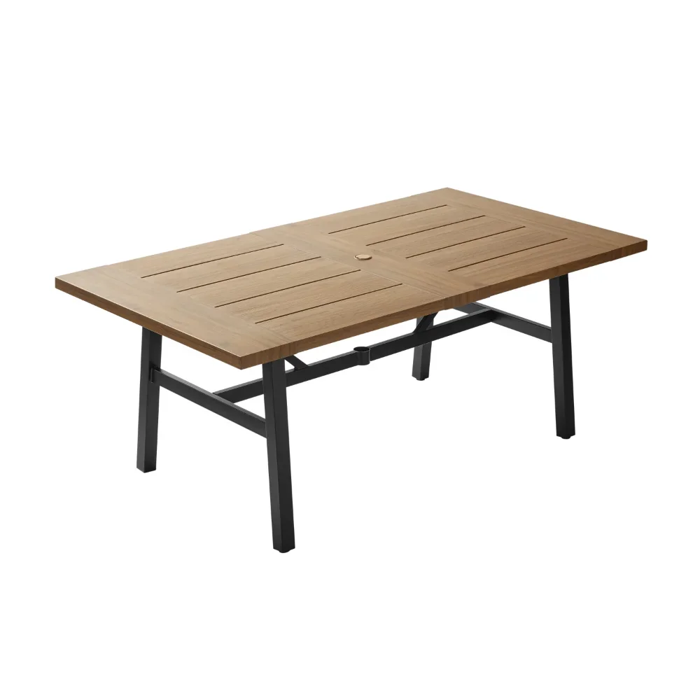 

70" Steel Outdoor Dining Table, Brown/Black