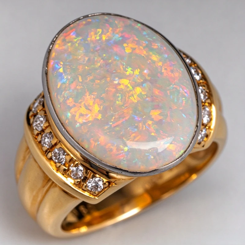 Vintage Aesthetic Design Synthetic Opal Charm Wedding Eternal Ring Women Elegant Luxury Engagement Anniversary Jewelry Accessory