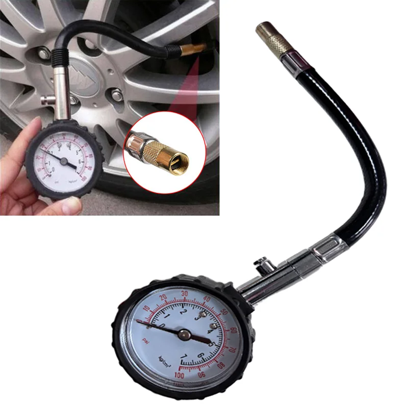 

100Psi тестер давления воздуха в автомобильных шинах, высокоточный датчик с длинной трубкой для авто, мотоцикла, грузовика, велосипеда, измерительные инструменты