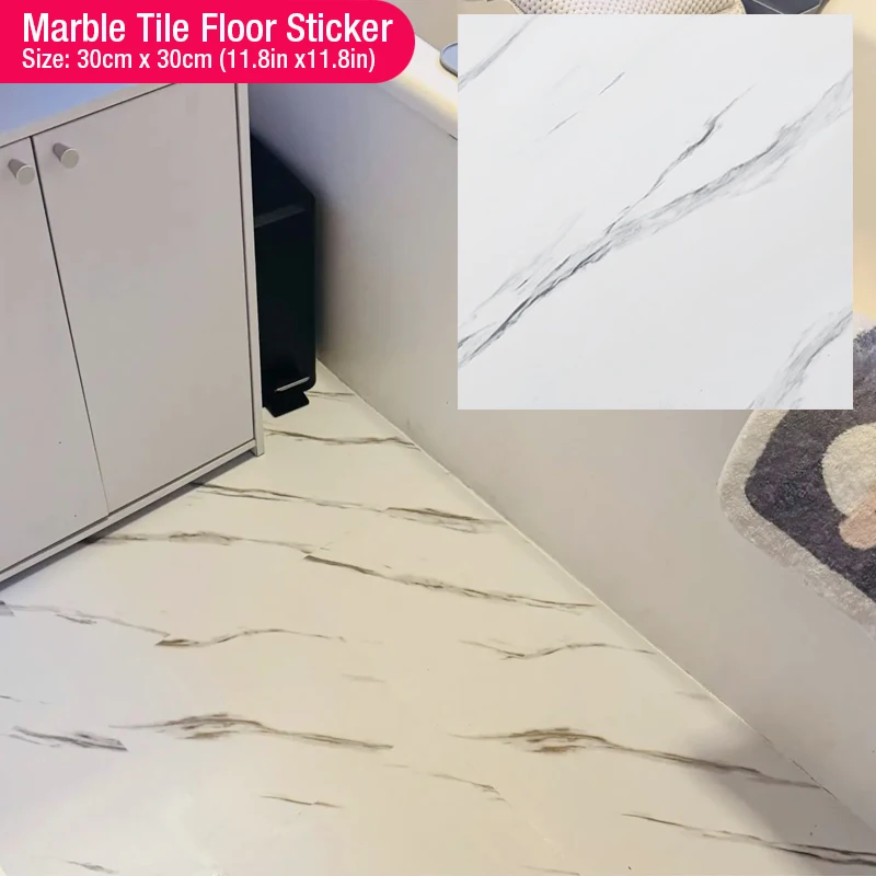 Simulated Thick Marble Tile Floor Sticker PVC Waterproof Self-adhesive Living room Toilet Kitchen Home Floor Decor Wall sticker