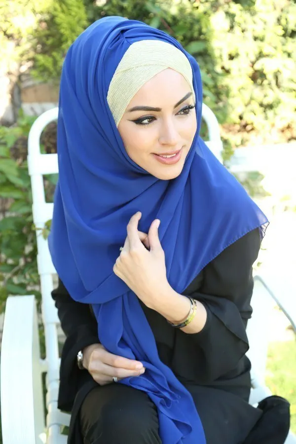 Silvery Single Gusset Bone Wrap-Winter Autumn 2021 Muslim Women Hijab headscarf Islamic Turkey