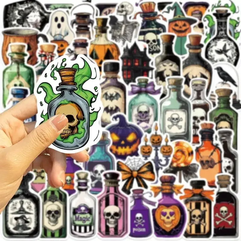 50 시트 재사용 가능한 할로윈 만화 스티커 라벨 전자 장치 학교 용품에 대한 접착 방수 전사 술