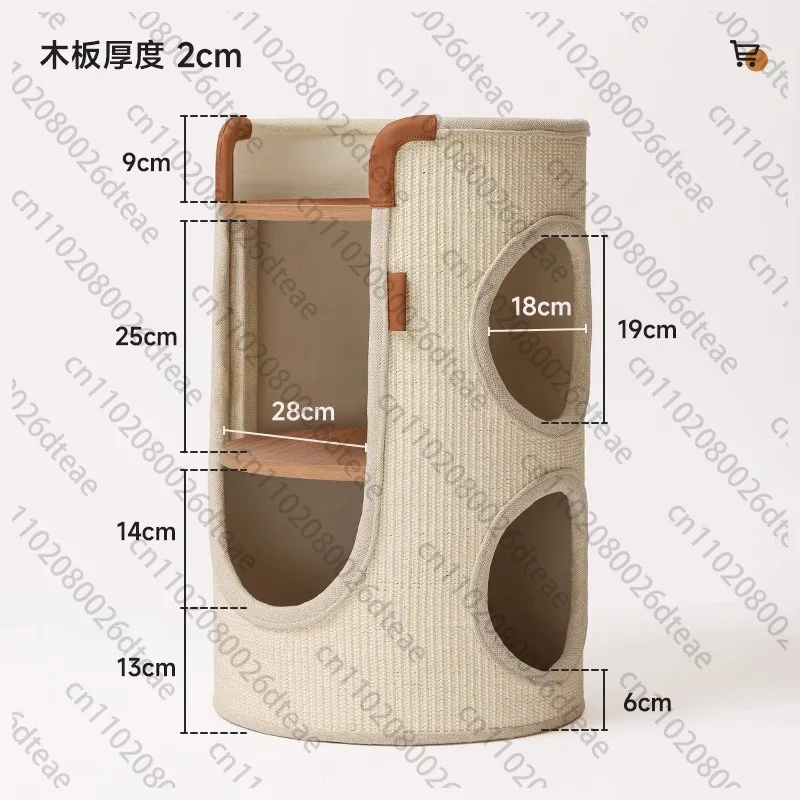 Space Saving Vertical Cat Tree Double Layer Sisal Scratching Post Four Season Universal Cat Bed For Large Cats Maine Coon