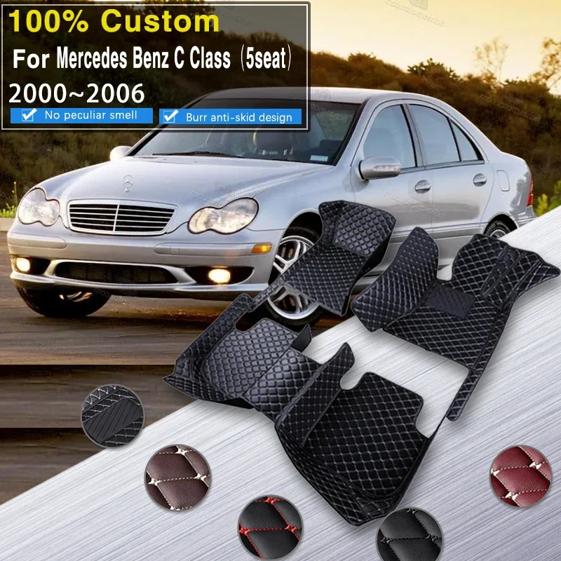 

Quality RHD Car Floor Mats For Mercedes Benz C Class W203 2000~2006 Anti-dirt Pads Accesorios Para Auto Leather Mat Car Accessor