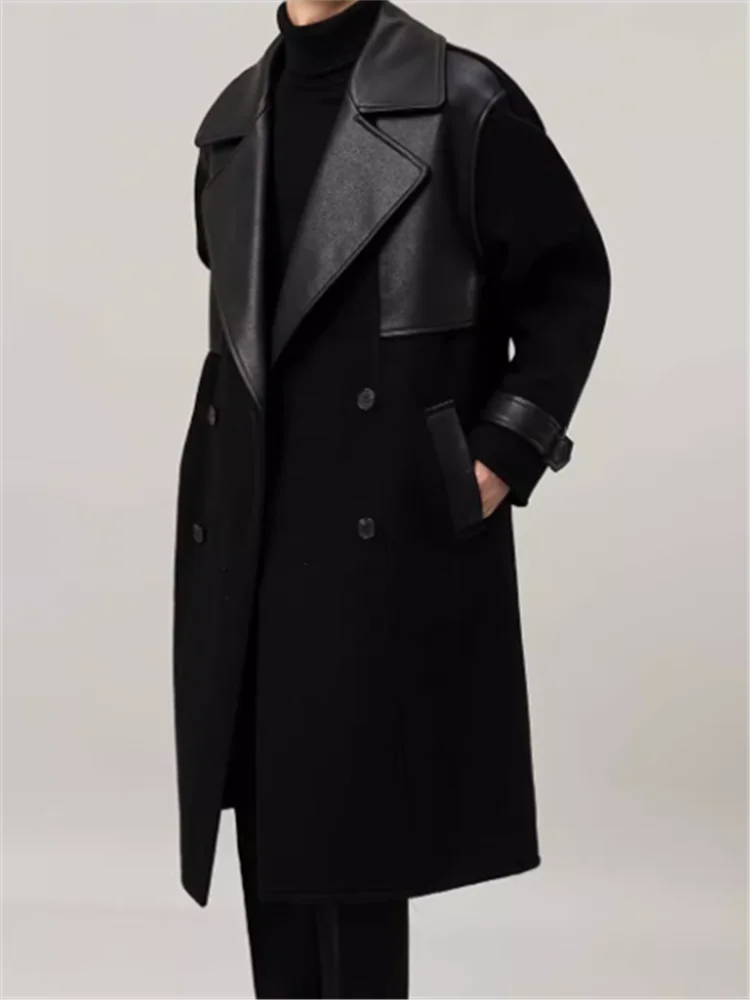 

Лимитированная серия 2025 года, свободное твидовое пальто из искусственной шерсти в стиле пэчворк для мужчин, модная ветровка длиной до колена, топ