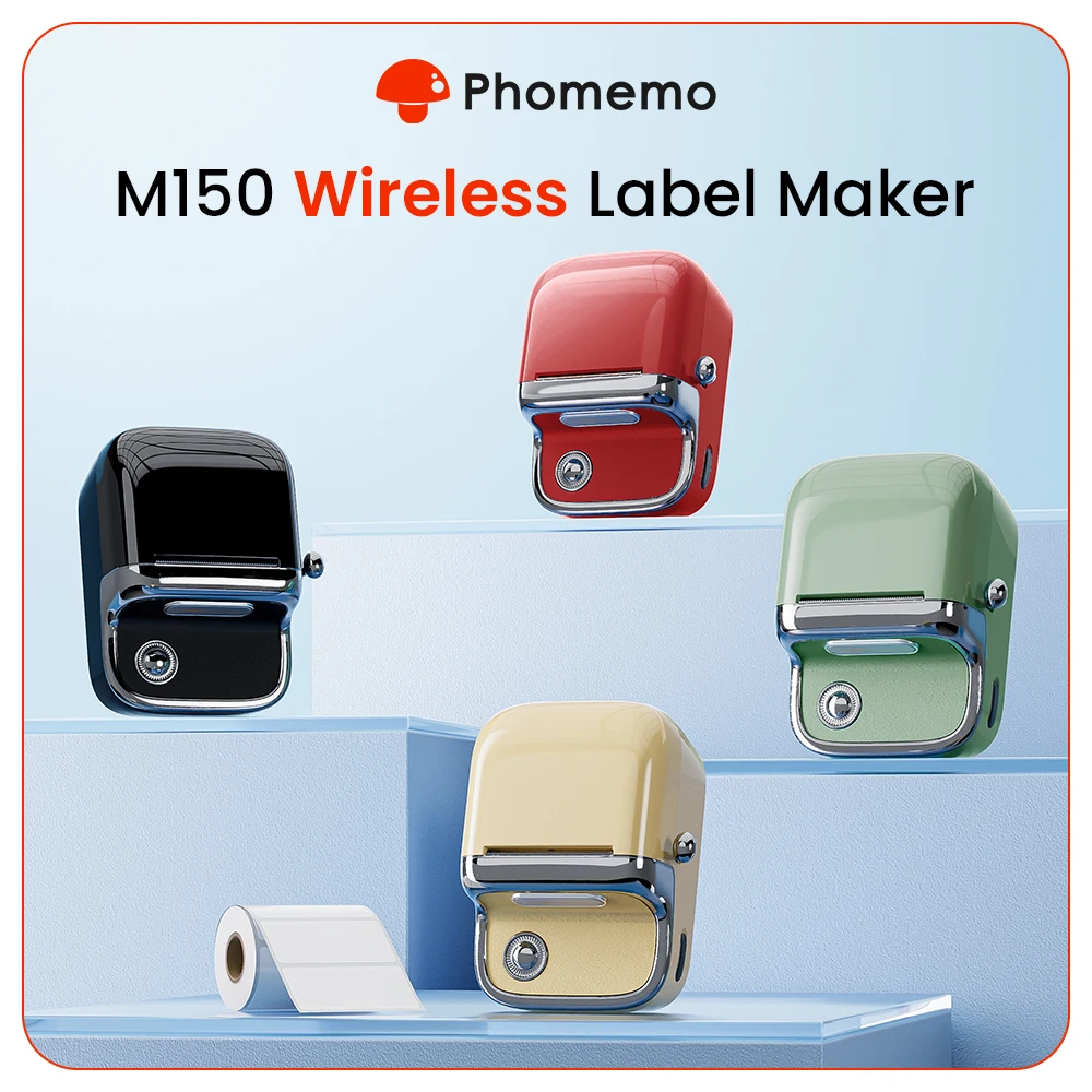 

Принтер этикеток Phomemo M150 Bluetooth, термопринтер этикеток 2 дюйма для штрих-кода, домашнего офиса, совместимый с телефоном/ПК, 1 рулон в комплекте