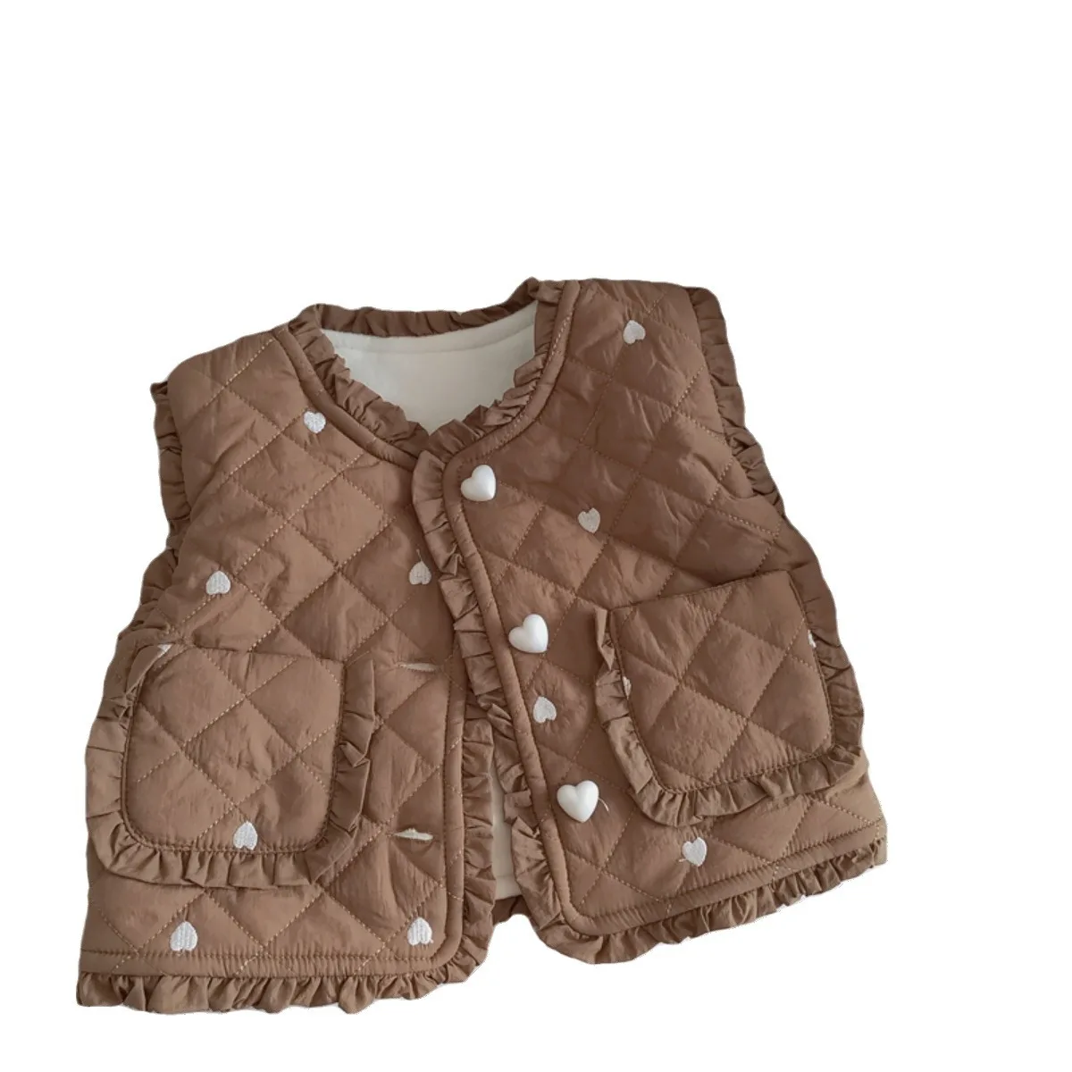 Girls Autumn and Winter Plush Vest 2023 New Baby Thick and Warm Vest Children\'s Winter Shoulder Jacket Trend Toddler Vest