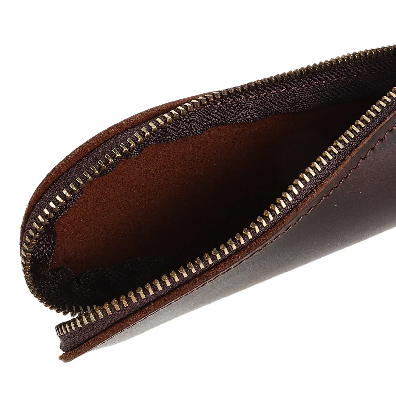 Vintage Crazy Horse Pencil Case Slim Portable Pen Pouch Organizer for College Students Professionals Small Zipper