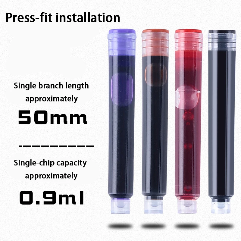 10-Pack Ink Refills for Fountain Pens - Wide 3.4mm Cartridges with 12 Colors (Blue, Orange, Pink, Red), Fast Replacement & Unive