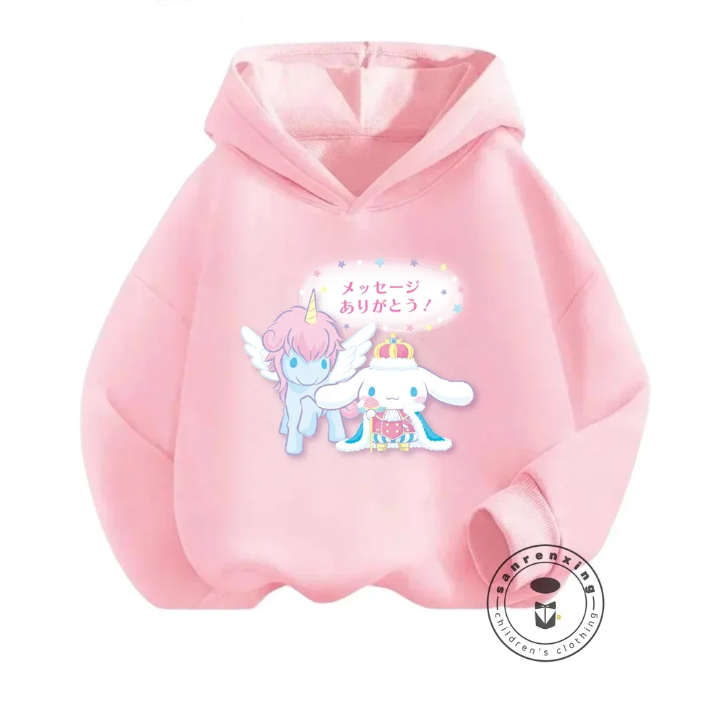 Japanese Cinnamoroll Anime Long Sleeve Hoodies for Kids Soft Warm Kawaii Autumn Winter Tops by Sanrio with Cartoon Characters