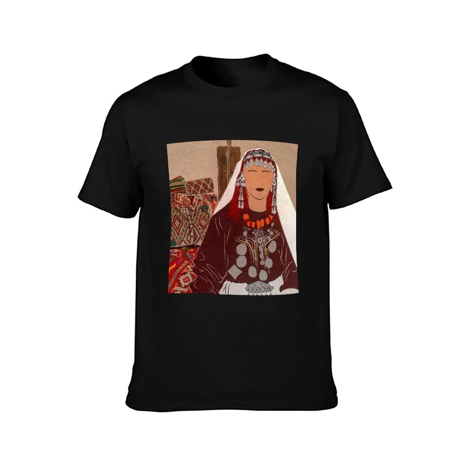 Amazigh moroccan women with traditional cloths T-Shirt Work Daily Short Sleeve Top T-Shirt