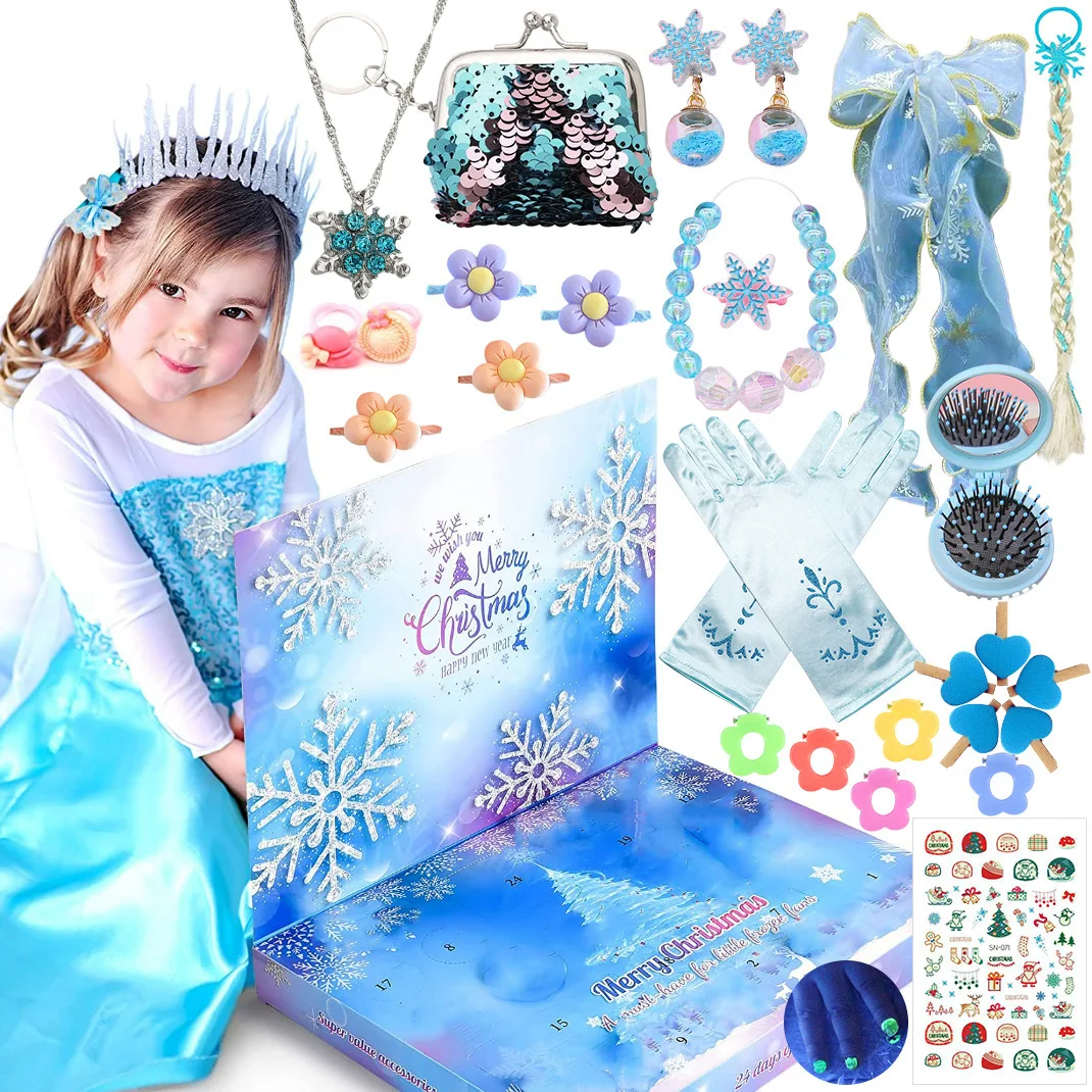 

Disney Cartoon Frozen Set Makeup Accessories Hairpin Hair Hoop Earrings Cosplay Princess Children Party Children's Toy Gift