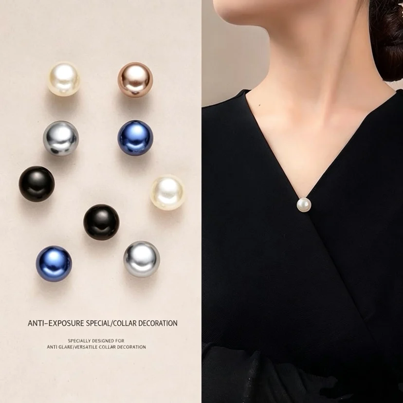 10pcs Pearl Button Pins ,DIY Decorative Safety Button Covers For Shoes, Hats, Bags, Shawls,Collar Needle Buckle Fixed Pin Brooch
