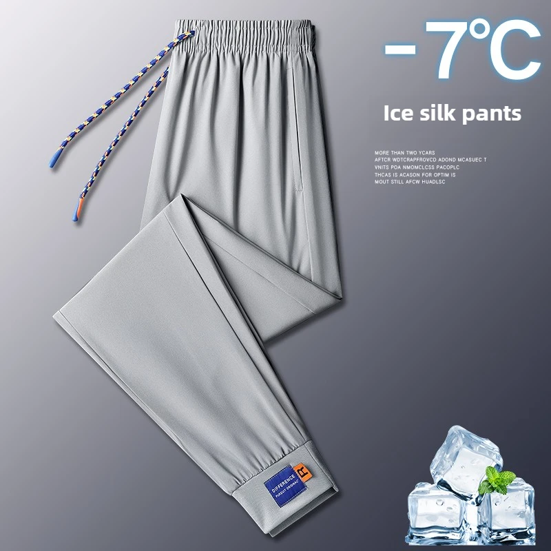 Men's Clothing Spring Summer New Casual Pants Men's Loose Fit Sweatpants Gym Ice Silk Pants ropa hombre pantalones hombre