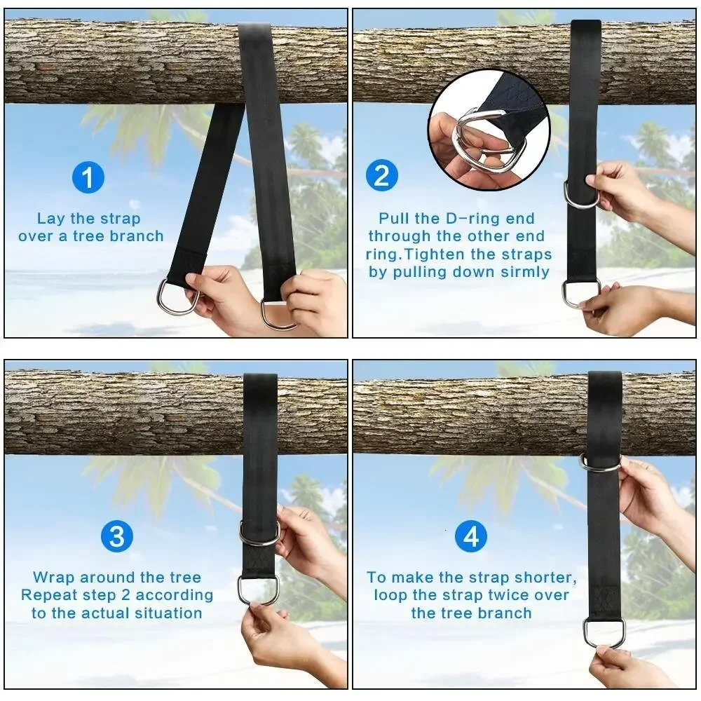 150x5cm Tree Swing Hanging Straps Kit Holds 2000lb With 2 Heavy Duty Carabiner Perfect for Swings Hammock Easy Fast Installation image 4