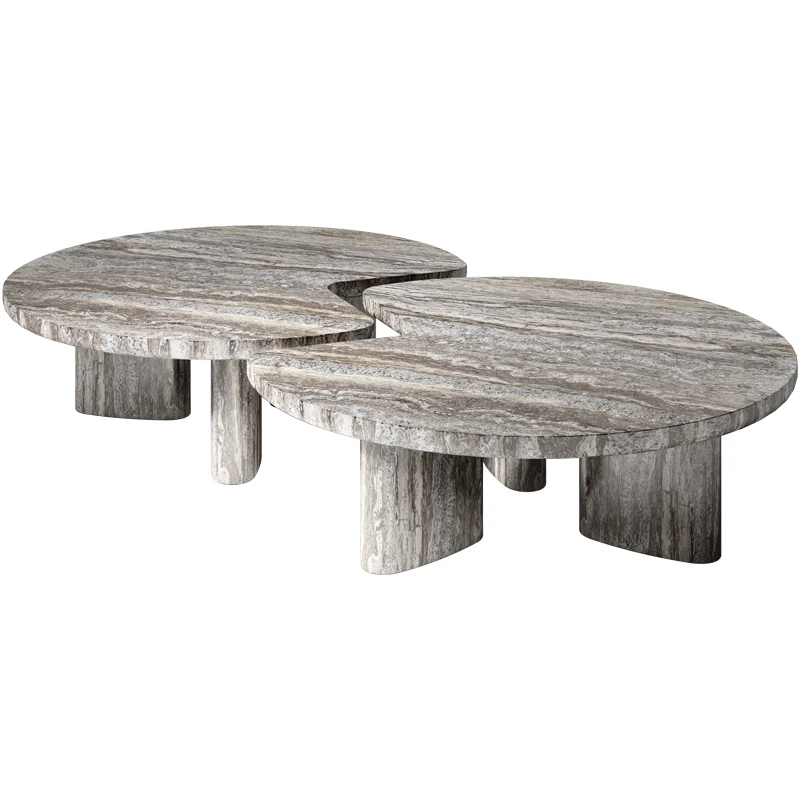 #Luxury Geometric Marble Coffee Table Set, Modern Natural Stone Center Table for Living Room, Premium Designer, Customizable