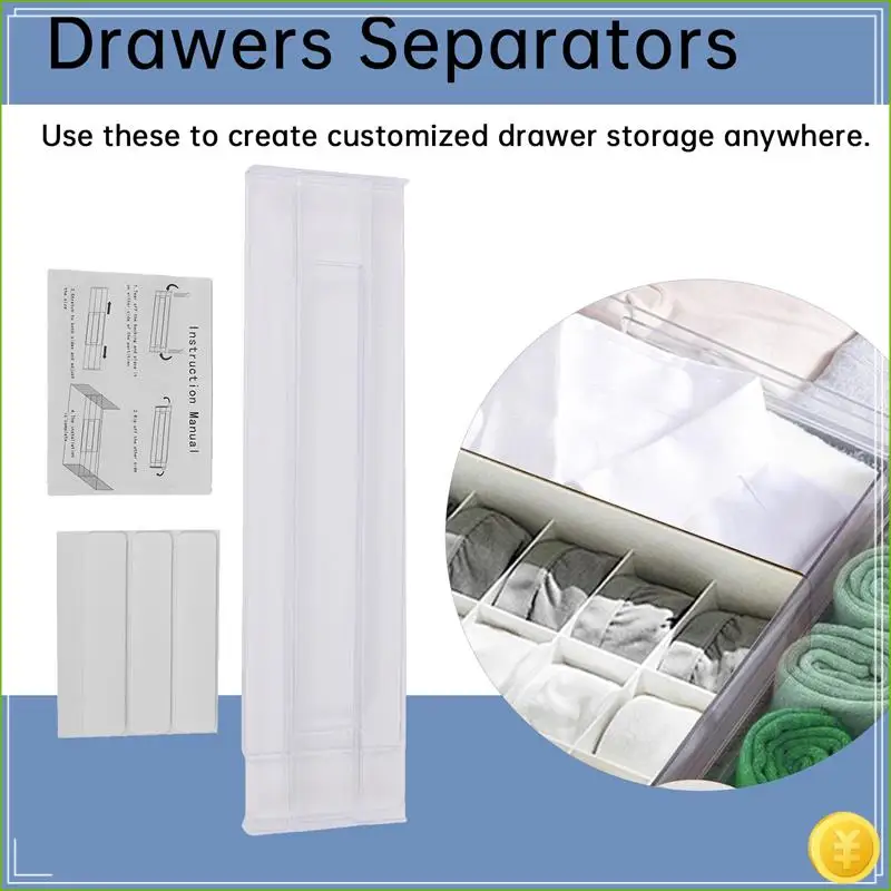 فواصل أدراج 8 عبوات، قابلة للتعديل 3.2 بوصة عالية قابلة للتوسيع من منظم أدراج المطبخ 11-20.6 بوصة، بلاستيك شفاف