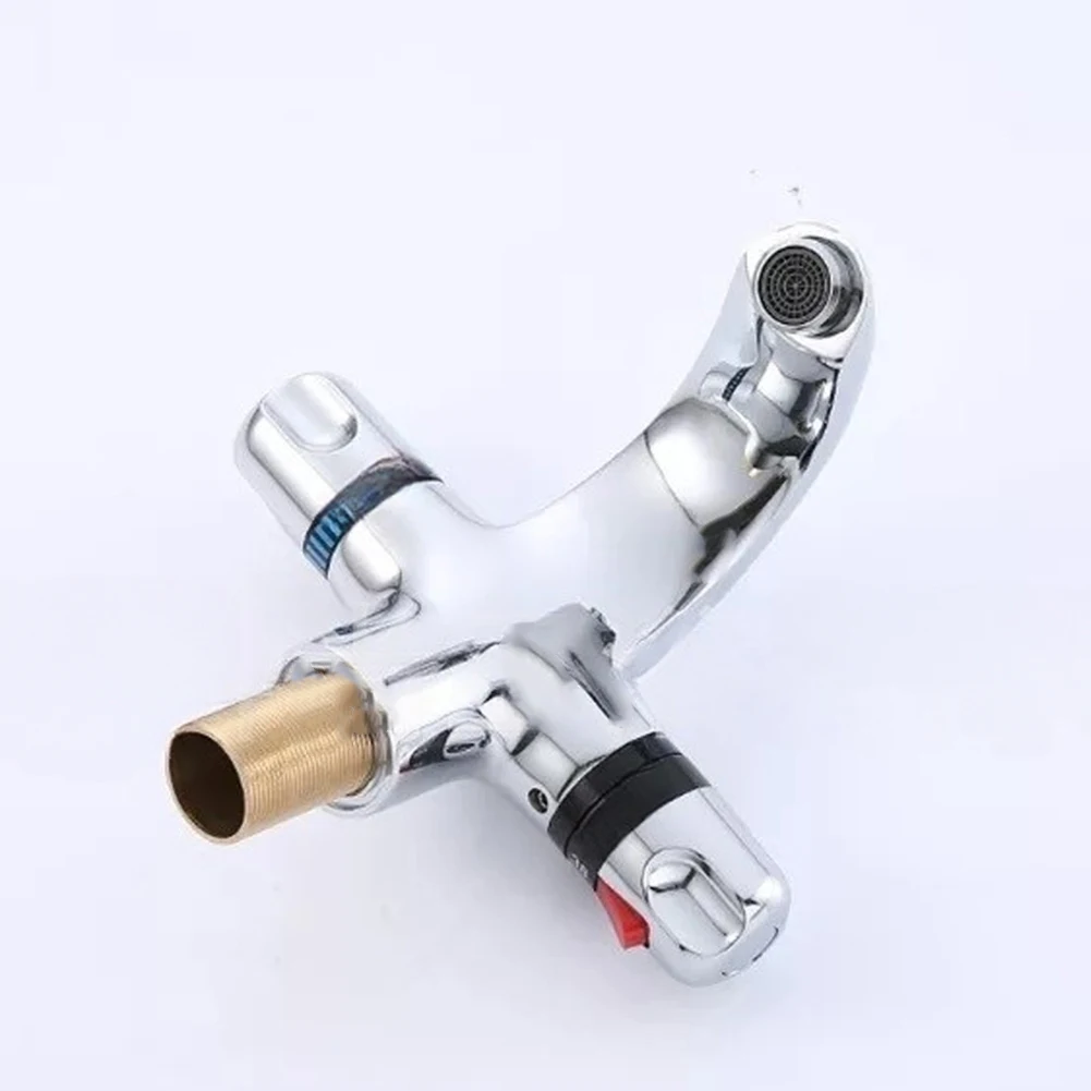 Copper Thermostatic Faucet with Dual G1/2 Inlet Ports and Steady Outlet Temperature Regardless of Input Fluctuations