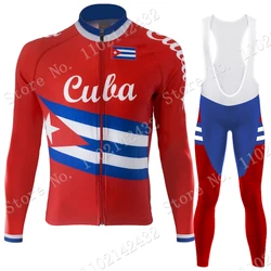 CUBA National Team 2023 Cycling Jersey Set Mens Winter Clothing Suit Long Sleeve MTB Bike Road Pants Bib Ropa Ciclismo Maillot