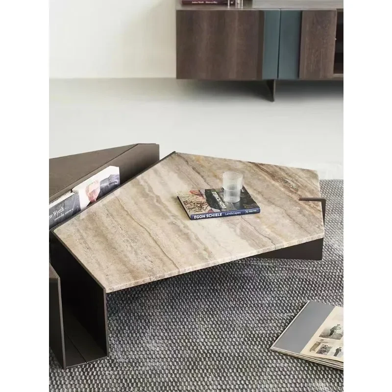 Modern Spliced Living Room Center Table Rectangle Luxury  Wood coffee table marble Custom Design Coffee Table