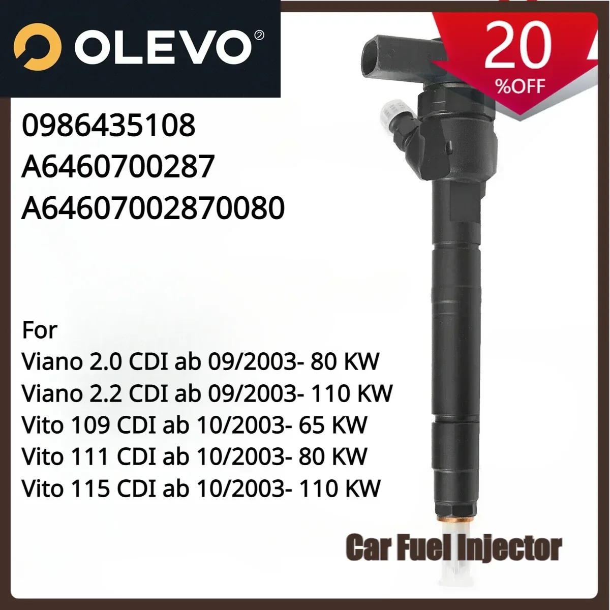 

Suitable 0445110140 A6460700287 0986435107 New Diesel Fuel Injector For Mercedes Benz W639 VITO VIANO 2.0 2.2 CDI
