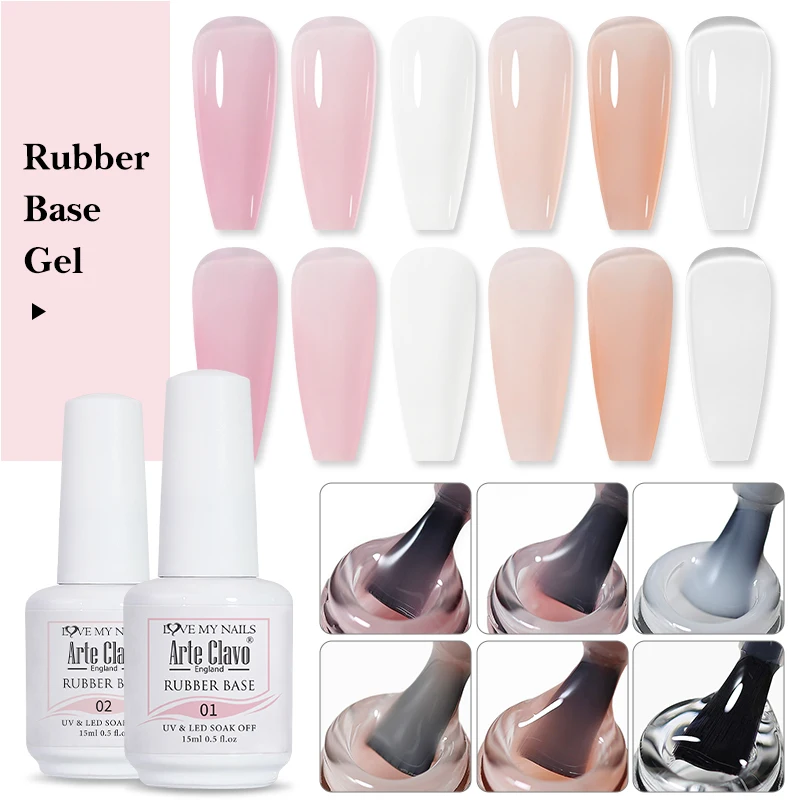 Arte Clavo Rubber Base Coat Color Nagelgelpoliermittel Jelly Semi Transparent French Nail Soak Off UV LED Nagelgel Lack Nail Art