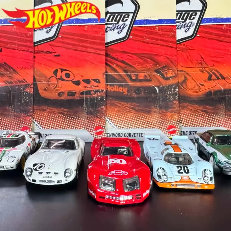 In Stock Hot Wheels Premium Car Culture Vintage Racing Jaguar Porsche Corvette Ferrari Lancia 1:64 Model Cars Ornament Gifts Toy