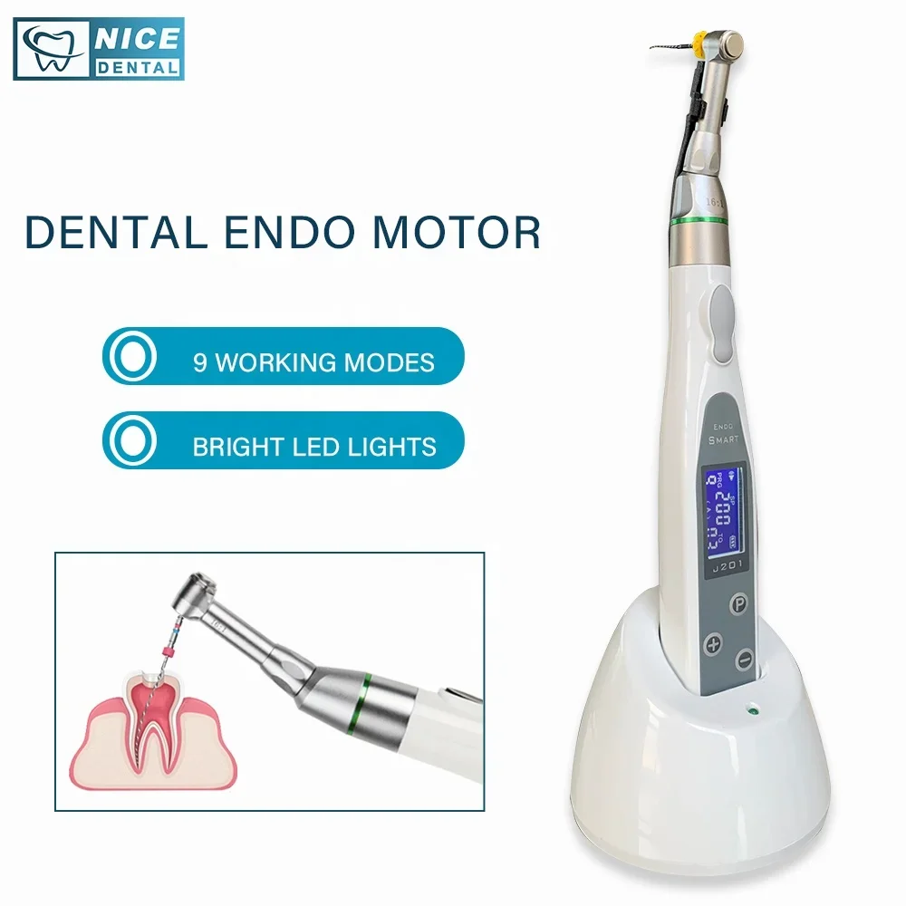 9 Modes Endomotor Oral Wireless Endodontic den tal 16:1 Endo Motor Root Canal Files LED Lamp Handpiece Smart Advance Function