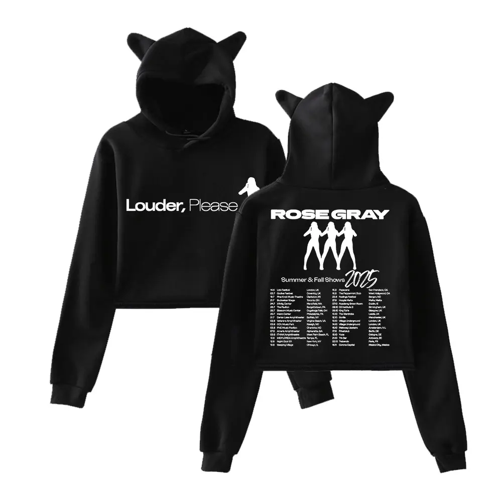 

Розово-серый Louder Please Tour Merch, модный пуловер, женская толстовка с кошачьими ушками, толстовки с длинными рукавами, женская одежда
