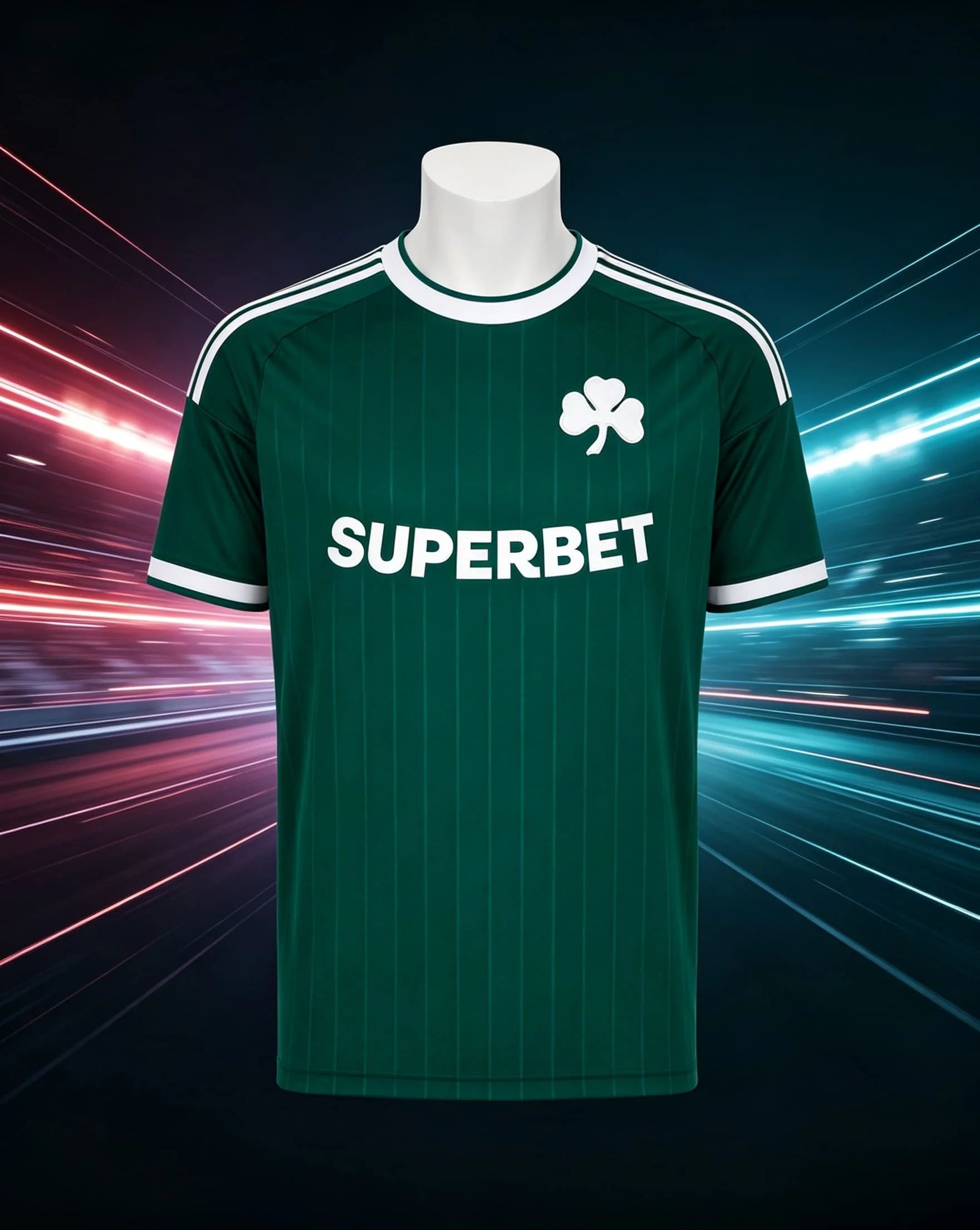 Men Superbet Soccer Jersey Dark Green Vertical Pinstripe Short Sleeve  Quick Dry Football Match Uniform Family Matching