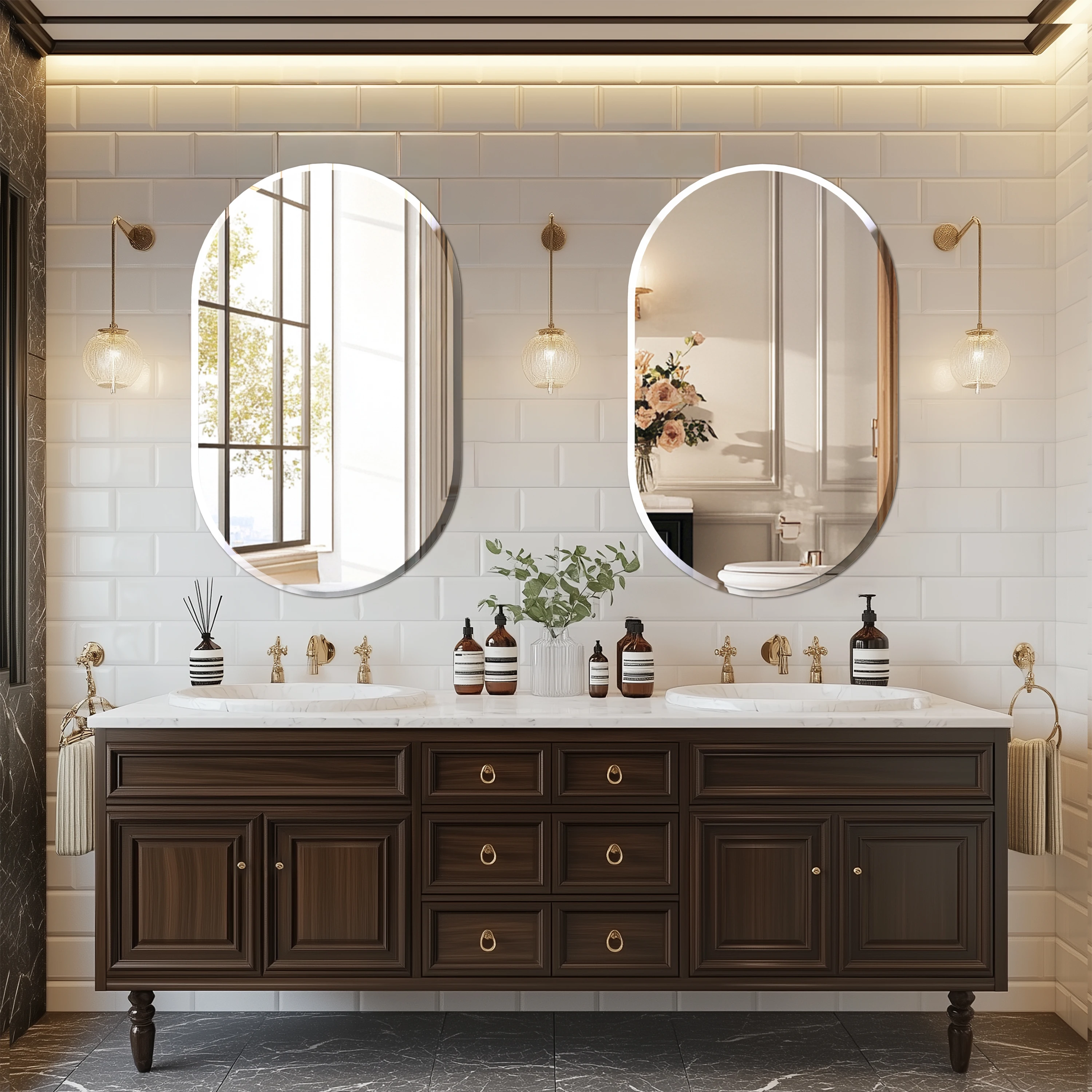 Wisfor Bathroom Mirrors for Over Sink - Oval Frameless Mirror - Beveled Polished Wall Mirror for Bathroom, Vanity, Bedroom