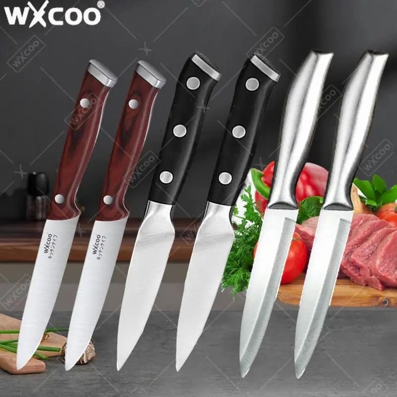 Wxcoo faca de cozinha em aço inoxidável, faca para descascar frutas, chef, açougueiro, cutelo de carne, utilitário, descascador de frutas, acessórios de cozinha