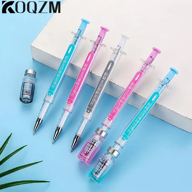 1Pc Creative Syringe Modelling Neutral Pen Gel Signature Pens Students Nurse Gift Black Water Kawaii Stationery Syringe Gel Pen