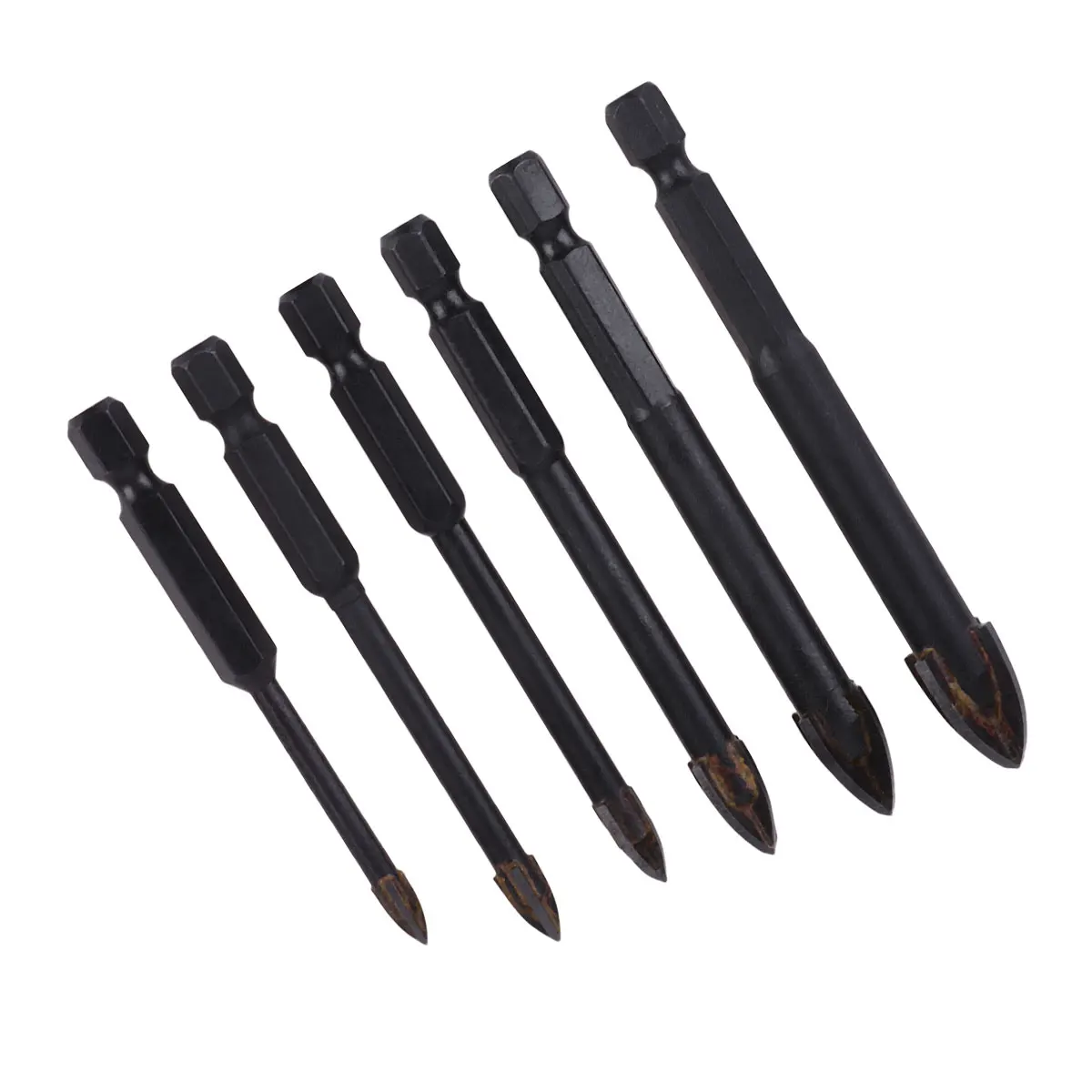 

6pcs Drill Bit Set Premium Material Reinforced Head Sharpened Edges Glass Ceramic Tile Hard Materials Electric Hand